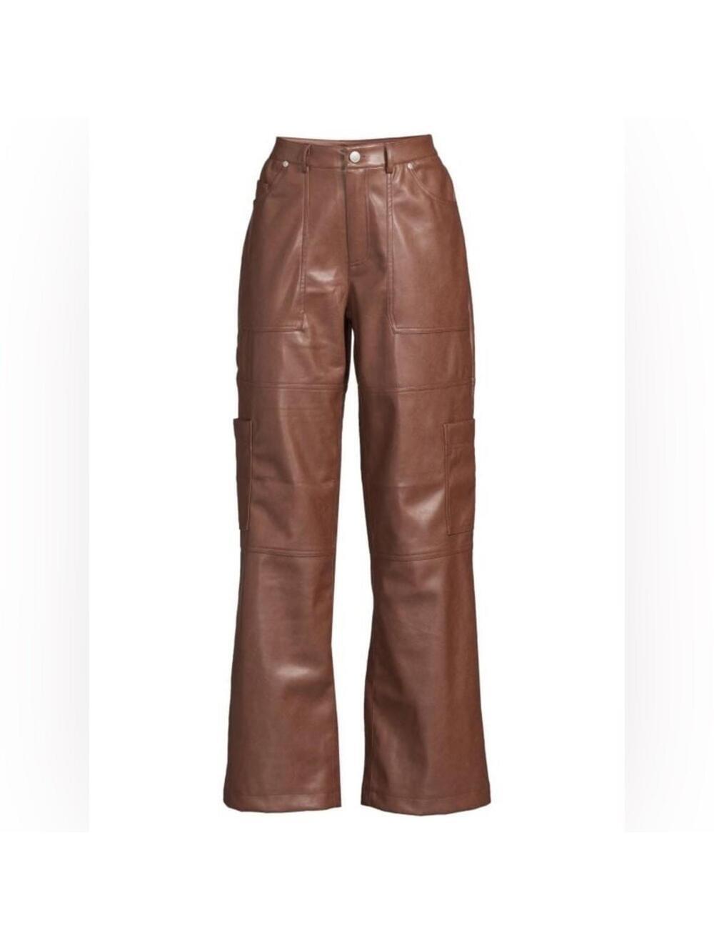 Avec Les Filles High Rise Faux Leather Cargo Pants - Size 28